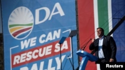 FILE—John Steenhuisen, the leader of the Democratic Alliance, addresses supporters at an election rally in Benoni, South Africa May 26, 2024.