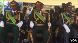 Zimbabwe's top generals attending the country's 38th Independence Day celebrations at the National Sports Stadium in Harare on Wednesday.