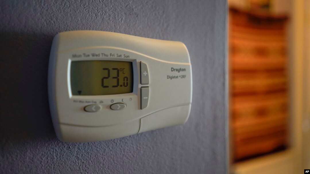 FILE - A thermostat in a house in Plumstead, London, Sept. 8, 2022. 