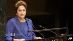 Presiden Brazil Dilma Roussef memberikan pidato pertama Sidang Umum PBB, Rabu (24/9).