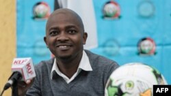 FILE: Nick Mwendwa, President of the Football Kenya Federation (FKF), speaks to media ahead of the Africa Cup of Nations qualifier match between Kenya and Ghana at Kasarani Stadium in Nairobi on September 7, 2018
