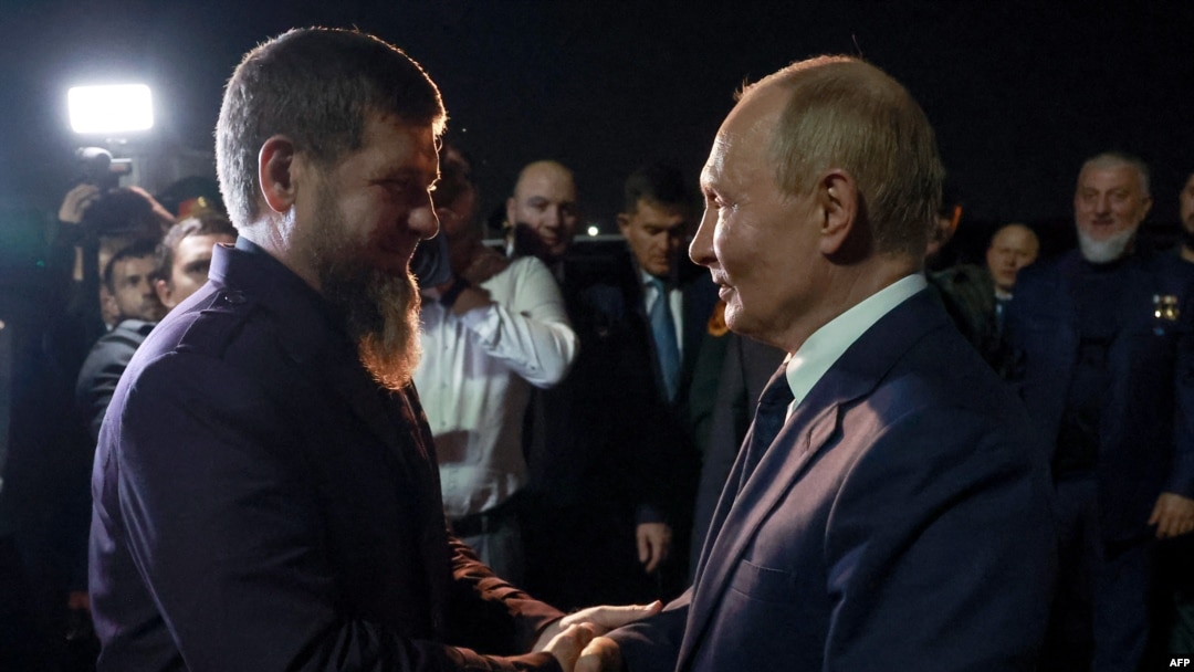 Президент России Владимир Путин и глава Чеченской Республики Рамзан Кадыров в Грозном, 21 августа 2024 года.