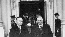 Herbert Hoover, right, and the president he followed in office, Calvin Coolidge