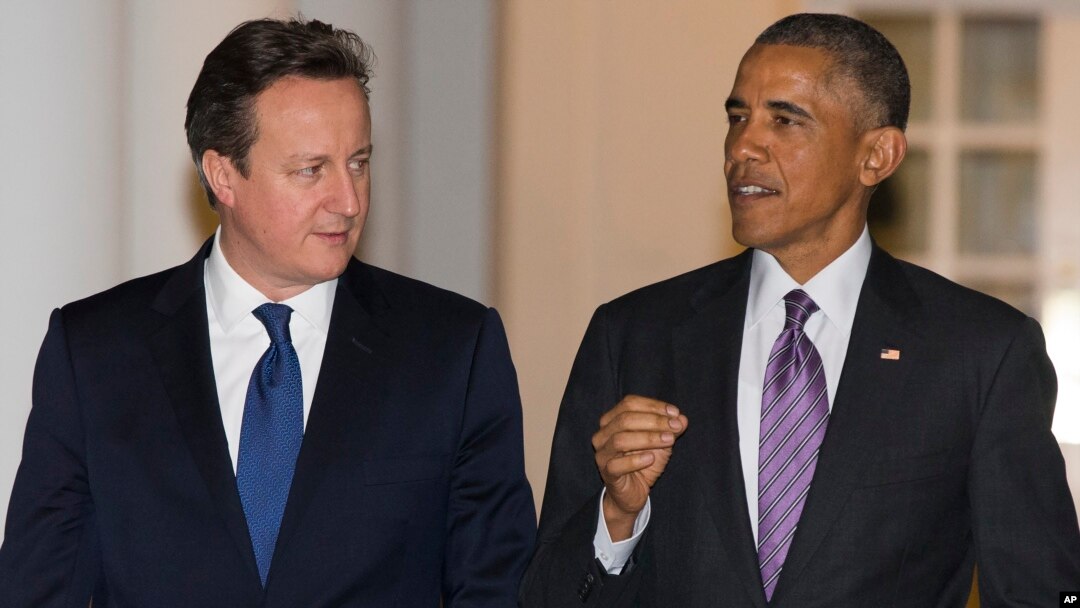 El presidente Barack Obama, derecha y el Primer Ministro británico David Cameron aliados para combatir el terrorismo y los ataques cibernéticos.