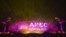 A screen displays the APEC logo on the National Stadium during a lights-and-fireworks rehearsal for the upcoming APEC Summit in Beijing, Nov. 4, 2014. 