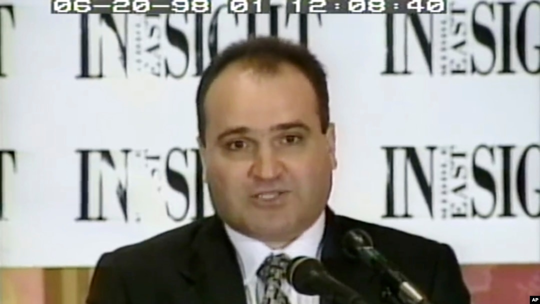 FILE - This 1998 frame from video provided by C-SPAN shows George Nader, president and editor of Middle East Insight. Nader, an adviser to the United Arab Emirates who is now a witness in the U.S. special counsel investigation into foreign meddling in American politics, wired $2.5 million to Donald Trump's fundraiser, Elliott Broidy, through a company in Canada, according to two people who spoke on the condition of anonymity because of the sensitivity of the matter.