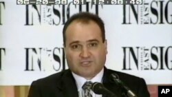 FILE - This 1998 frame from video provided by C-SPAN shows George Nader, president and editor of Middle East Insight. Nader, an adviser to the United Arab Emirates who is now a witness in the U.S. special counsel investigation into foreign meddling in American politics, wired $2.5 million to Donald Trump's fundraiser, Elliott Broidy, through a company in Canada, according to two people who spoke on the condition of anonymity because of the sensitivity of the matter.
