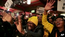 Party delegates sing during the African national Congress policy conference in Johannesburg, South Africa, June 30, 2017.