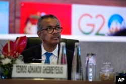 FILE—Dr. Tedros Adhanom Ghebreyesus, Director General of the World Health Organization, at the Global Conference on Traditional Medicine Gandhinagar, India, August 17, 2023.