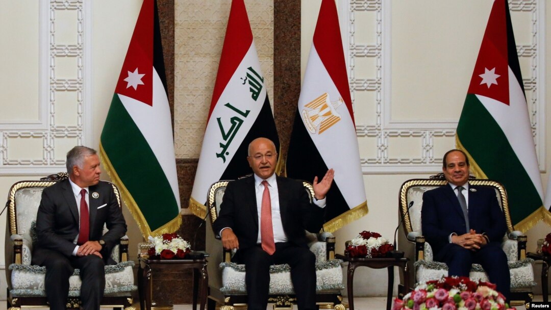 د عراق صدر برهم صالح د اردن له پاچا - ملک عبدالله - او د مصر له صدر - عبدالفتاح السیسي سره وکتل