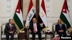 د عراق صدر برهم صالح د اردن له پاچا - ملک عبدالله - او د مصر له صدر - عبدالفتاح السیسي سره وکتل