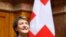 FILE - Newly-elected Swiss President Simonetta Sommaruga is seen at the Swiss parliament in Bern, Switzerland, Dec. 11, 2019. 