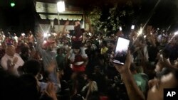 Protesters chant slogans against the regime in Cairo, Egypt, Sept. 21, 2019. 