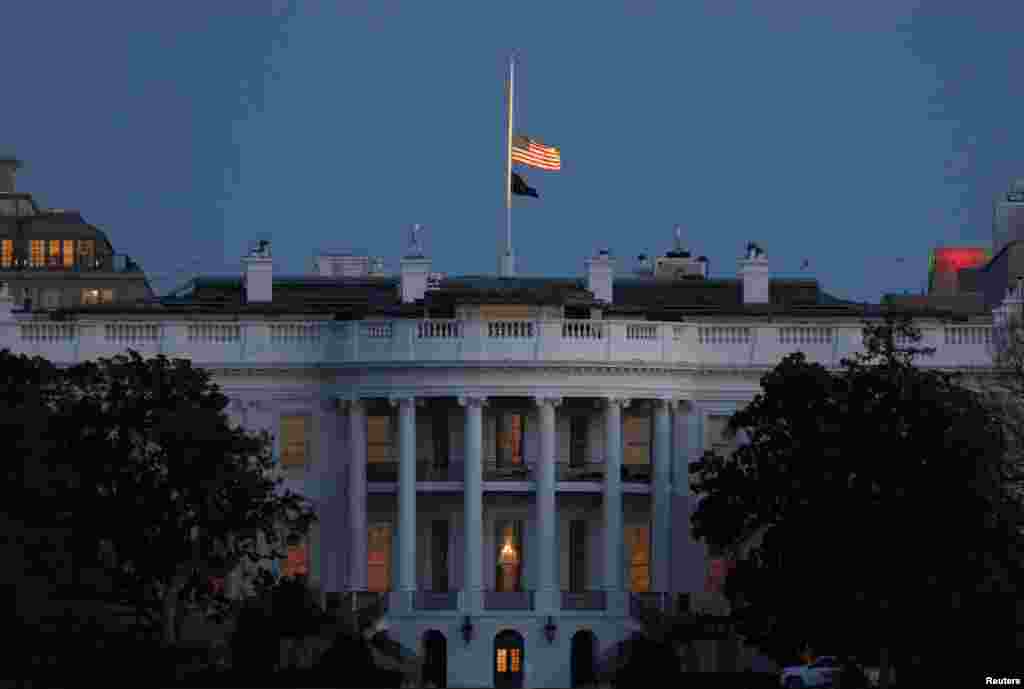 The flag over the White House flies at half-staff following the death of former U.S. President Jimmy Carter, in Washington, Dec. 30, 2024. 