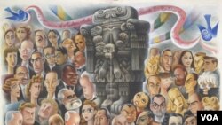 En 1940, el artista mexicano Miguel Covarrubias ilustró la apertura de las festividades de la noche una exposición titulada "Veinte siglos de arte mexicano".