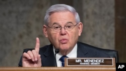 Sen. Bob Menendez, D-N.J., speaks during a Senate hearing, Jan. 27, 2021.