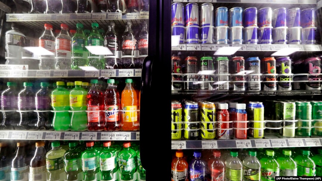 FILE: Sugary drinks for sale in a store in Kent, Washington. (AP Photo/Elaine Thompson)