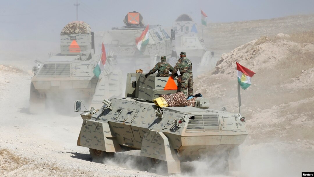 Konvoi pasukan Kurdi Irak (Peshmerga) terus maju menuju pusat kota Mosul yang dikuasai ISIS, Selasa (18/10).