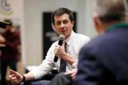 FILE - Democratic presidential candidate South Bend, Ind., Mayor Pete Buttigieg speaks during the Iowa Farmers Union Presidential Forum in Grinnell, Iowa, Dec. 6, 2019.