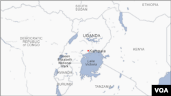 Map of Uganda showing Queen Elizabeth National Park where two foreign tourists and their Ugandan tour guide were killed last month.