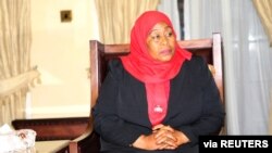 Tanzania's new President Samia Suluhu Hassan is seen after taking oath of office following the death of her predecessor John Pombe Magufuli at State House in Dar es Salaam, Tanzania, March 19, 2021. (Tanzania State House Press/Handout via Reuters)