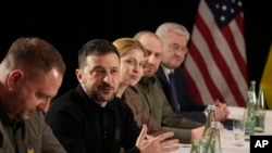 Ukraine's President Volodymyr Zelenskyy, second left, during a meeting with US Vice President JD Vance on the sidelines of the Munich Security Conference in Munich, Germany, Feb. 14, 2025. 