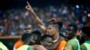 Ivory Coast Forward Sebastien Haller celebrates scoring a goal in the semifinals of the 2023 Africa Cup of Nations against DRC, Stade Olympique Alassane Ouattara, Abidjan, Ivory Coast - February 7, 2024 