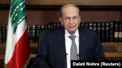 Presiden Lebanon Michel Aoun di istana kepresidenan di Baabda, Lebanon, Rabu, 17 Maret 2021. (Foto: Dalati Nohra via Reuters)