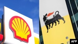 Les logos de Eni et Shell.