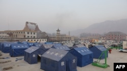 Tents are set up for people evacuated after an earthquake in Dahejia, Jishishan County, in northwest China’s Gansu province on Dec. 19, 2023.