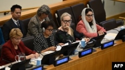 U.S. actress Meryl Streep, second from right, attends an event about the Inclusion of Women in the Future of Afghanistan. The meeting was held on the sidelines of the United Nations General Assembly at UN headquarters in New York City, Sept. 23, 2024. 