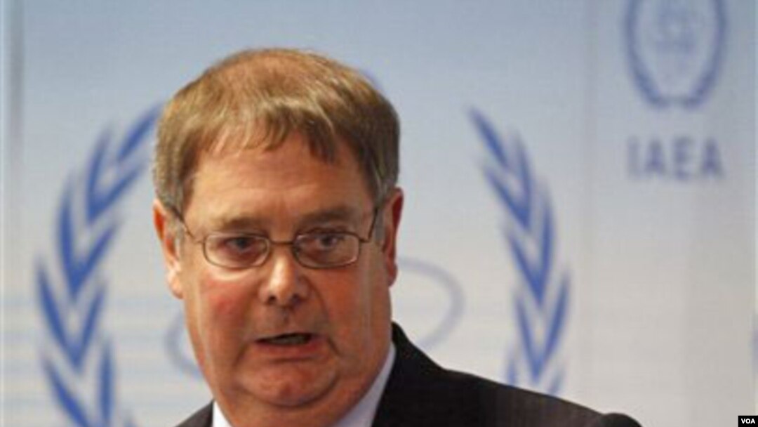 Pejabat IAEA Graham Andrew dalam jumpa pers di Wina, Kamis (17/3).