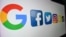 Logos de multinacionales estadounidenses de tecnología y servicios de Internet. Foto AFP tomada el 21 de octubre de 2020. 