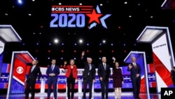 Democratic presidential candidates participate in a Democratic presidential primary debate, Tuesday, Feb. 25, 2020, in Charleston, S.C.