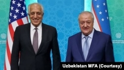 O‘zbekiston Tashqi ishlar vaziri Abdulaziz Komilov va AQShning Afg‘oniston bo‘yicha maxsus vakili Zalmay Halilzod, Toshkent, 2-may, 2021