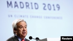 U.N. Secretary-General Antonio Guterres delivers his opening speech at the start of the U.N. climate change conference (COP25) in Madrid, Spain, Dec. 2, 2019.