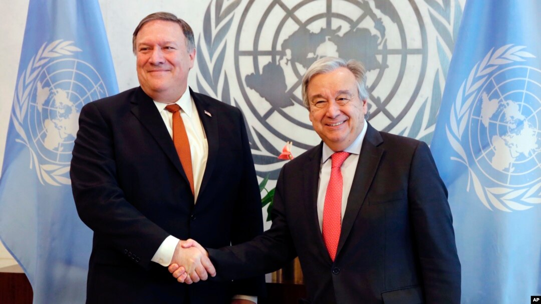El secretario de Estado de EE.UU., Mike Pompeo se reunió el viernes con el secretario general de Naciones Unidas, António Guterres.