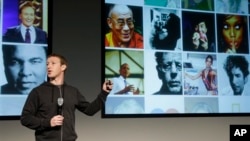 FILE - Facebook CEO Mark Zuckerberg speaks at Facebook headquarters in Menlo Park, California, March 7, 2013.