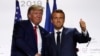 El presidente Donald Trump estrecha la mano de su colega francés, Emmanuel Macron, en Biarritz, Francia. 26 de agosto 2019.