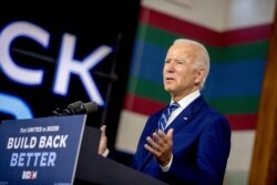 Democratic presidential candidate former Vice President Joe Biden speaks at a campaign event at the Colonial Early Education Program at the Colwyck Training Center in New Castle, Del., July 21, 2020.