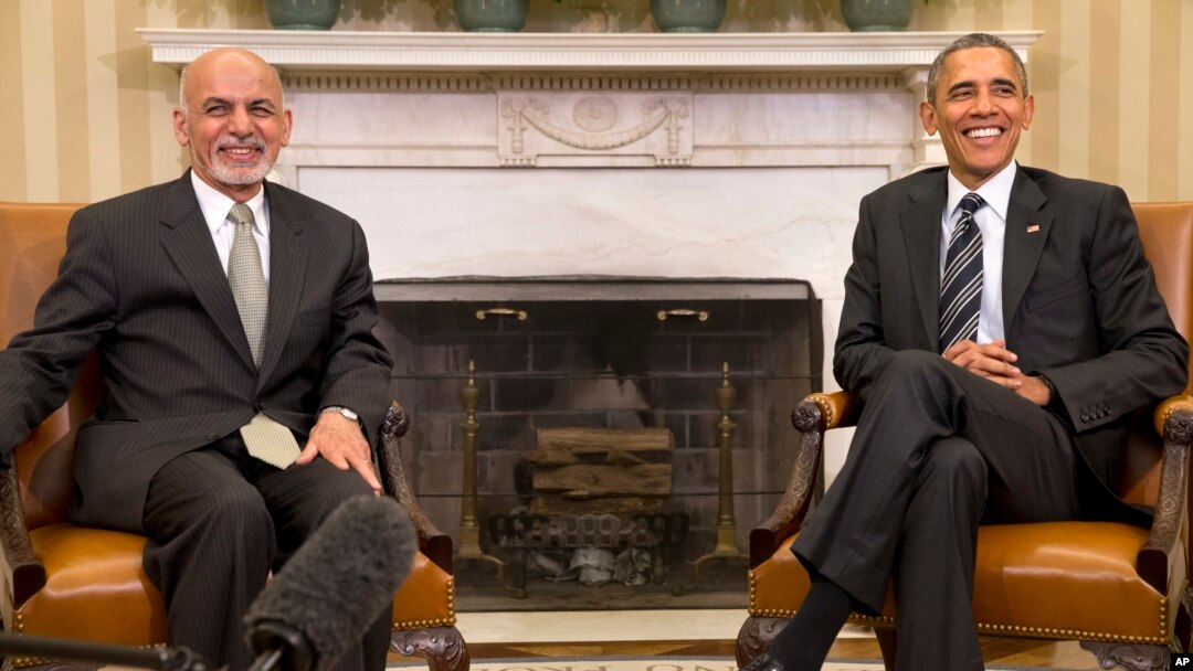 Prezidentlar Barak Obama va Ashraf G'ani Ahmadzoy Oq uyda. 24-mart, 2015-yil.