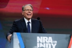 FILE - National Rifle Association Executive Vice President Wayne LaPierre speaks at the NRA Annual Meeting of Members in Indianapolis, Indiana, April 27, 2019.
