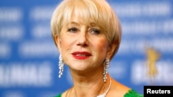 Actress Helen Mirren looks on during a news conference to promote the movie 'Woman In Gold' at the 65th Berlinale International Film Festival, in Berlin Feb. 9, 2015. 