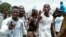 Congolese opposition activists gesture during a march to press President Joseph Kabila to step down in the Democratic Republic of Congo's capital Kinshasa, September 19, 2016.