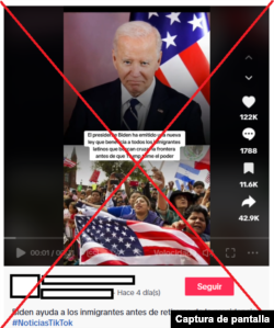 Captura de desinformación en TikTok.