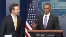 Obama Surprises Josh Earnest at White House Briefing