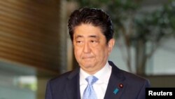 FILE - Japan's Prime Minister Shinzo Abe at his official residence in Tokyo, Japan.