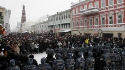 23 Ocak 2021 - Rusya'da Kazan'da muhalif lider Aleksey Navalny'nin serbest bırakılması çağrısıyla düzenlenen protestodan bir kare