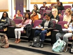 Dolica Gopisetty takes a statistics class as part of her information technology degree at George Mason University in Virginia, Nov. 12, 2019. (Julie Taboh/VOA)