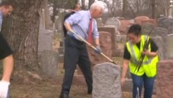 Pence Helps Clean Up Vandalized Jewish Cemetery